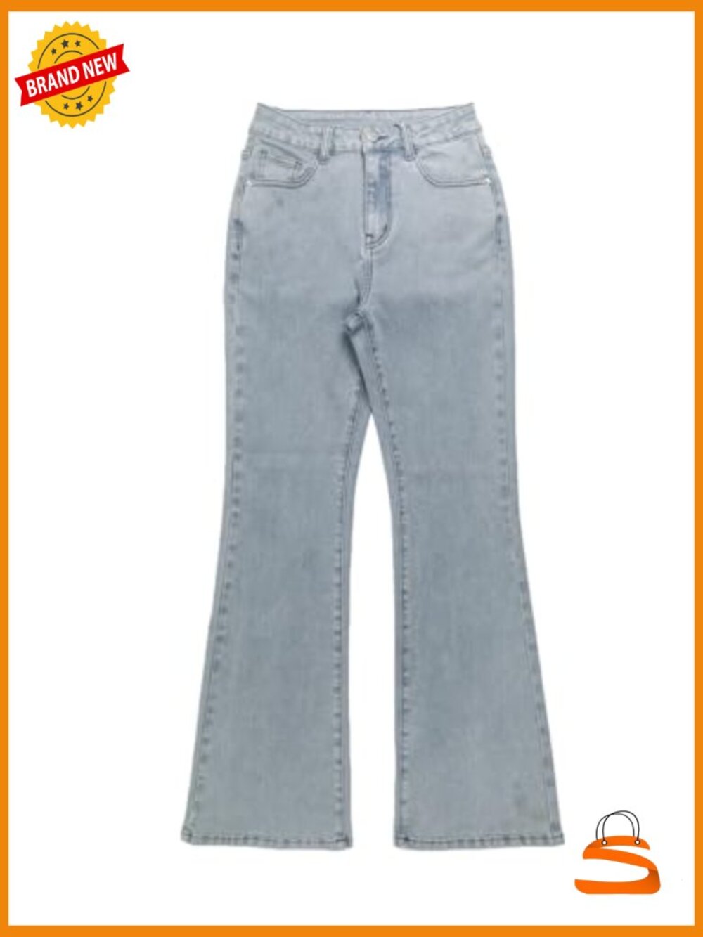 High Waisted Flare Bell Bottom Jeans Stretchy Y2K Streetwear Denim - Picture 5 of 7